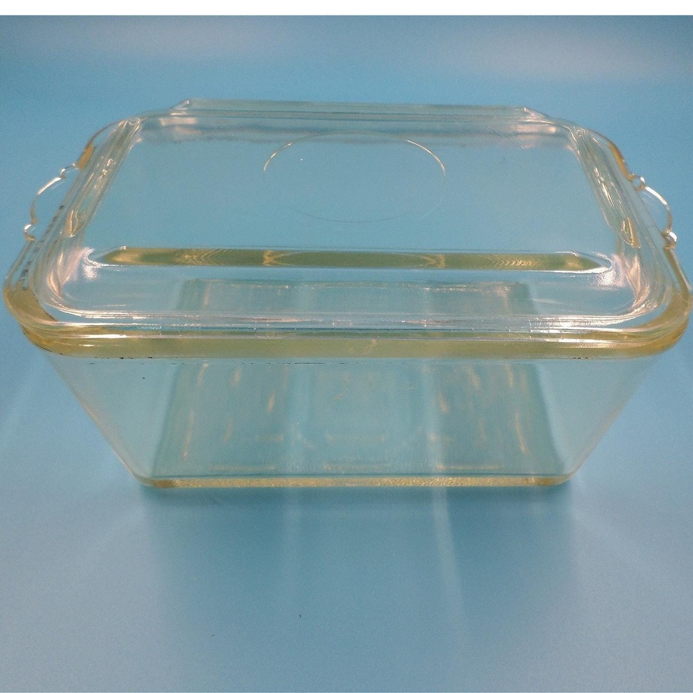 Vintage Cottagecore Glasbake 805 Yellow Glass Refrigerator Dish 8.5in USA